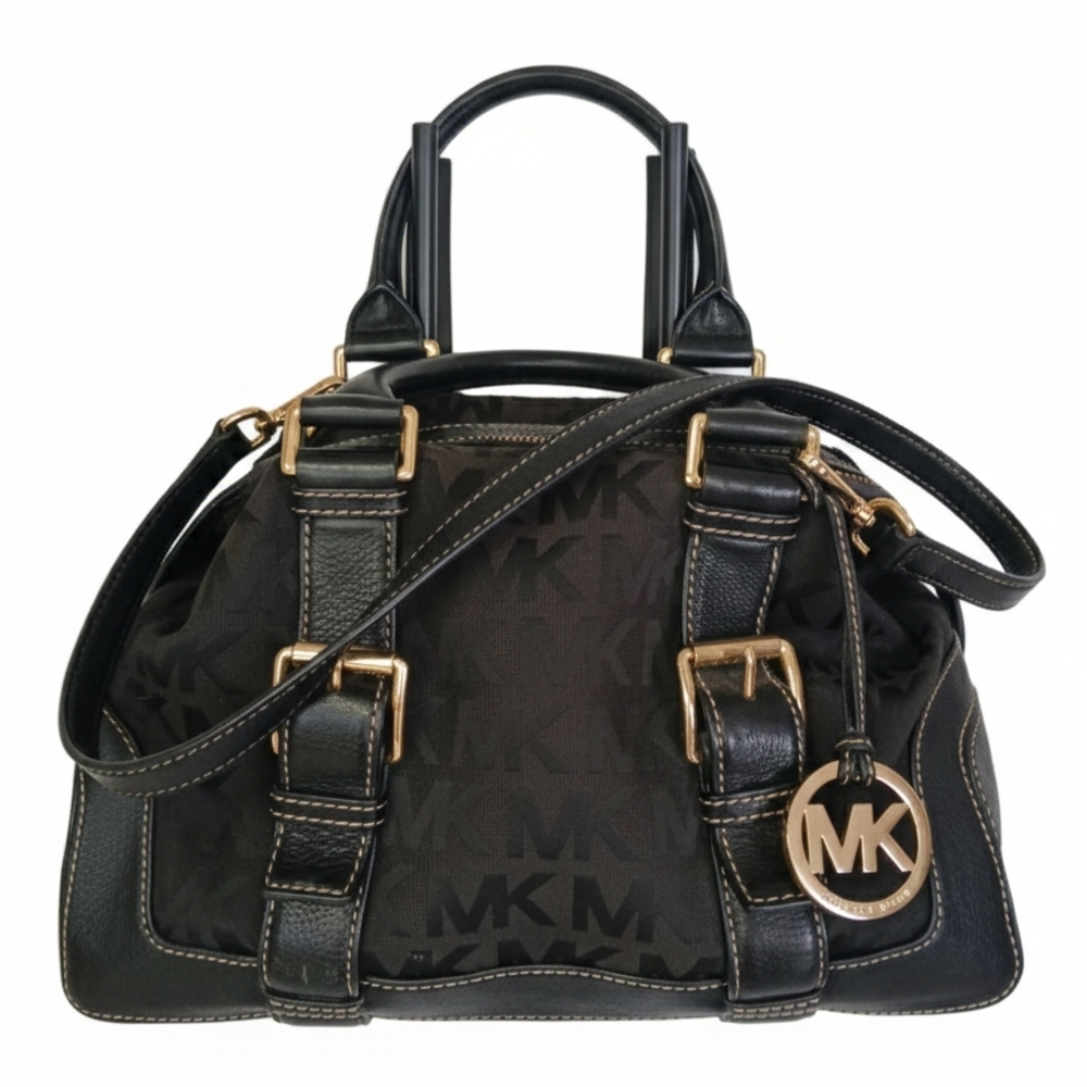 Michael Kors Black MK Signature Satchel Bag